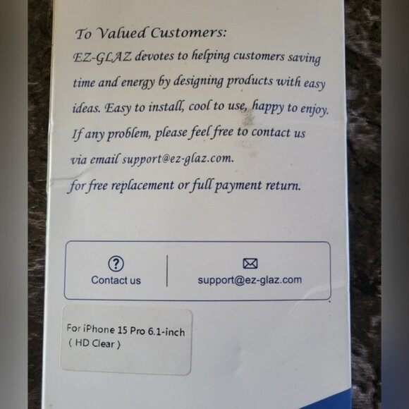 EZGLAZ Tempered Glass Screen Protector for IPhone 15 Pro - Picture 2 of 2